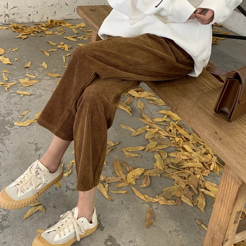 Осенние вельветовые брюки для беременных женщин Длинные свободные повседневные