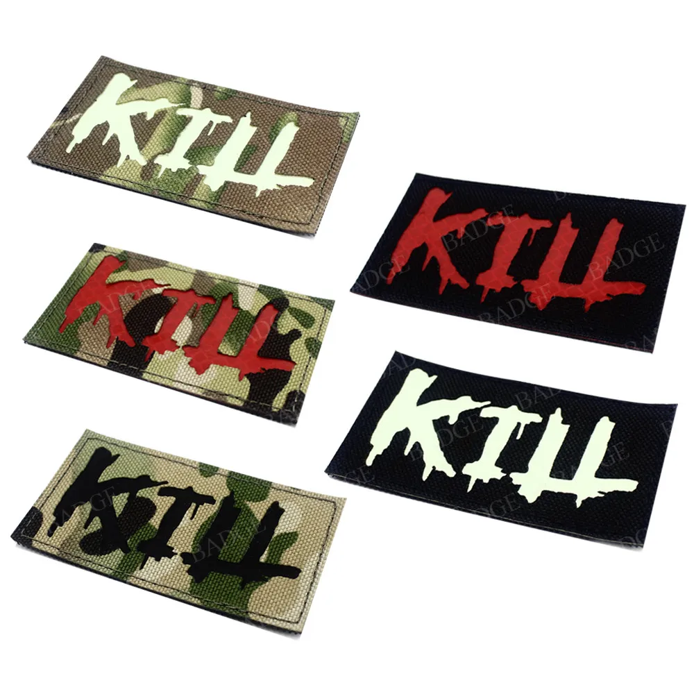 

KILL Multicam CP Камуфляжный светоотражающий светящийся Тактический крючок-петля ИК-патч Военная эмблема аппликация на одежду Badge