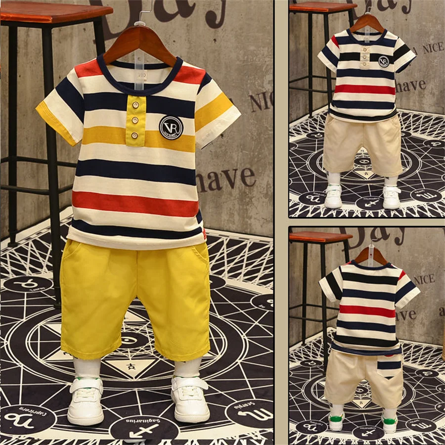 Летняя одежда для маленьких мальчиков 2022 корейская мода с круглым вырезом