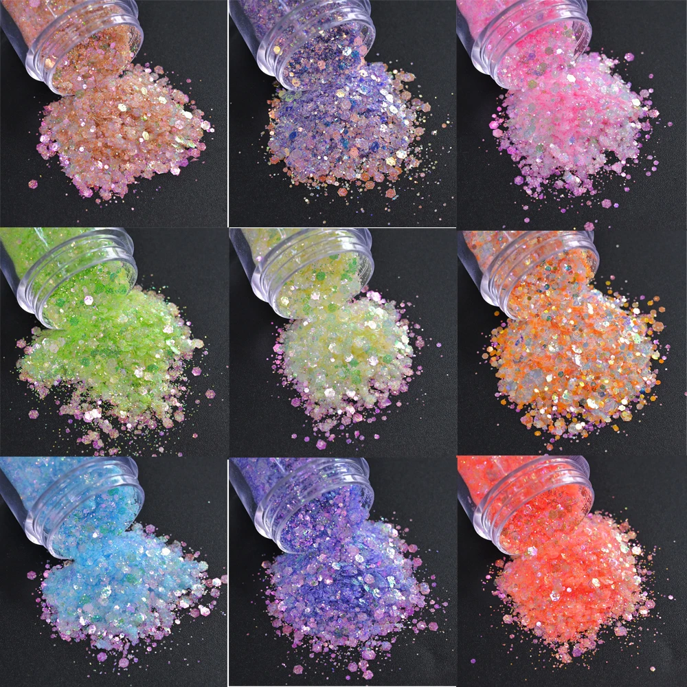 

1Kg/Bag Nail Glitter Powder Mix Size Chunky Gradient Mermaid Hexagon Sequins for Makeup Manicure Nail Art Flakes Decor TS-10