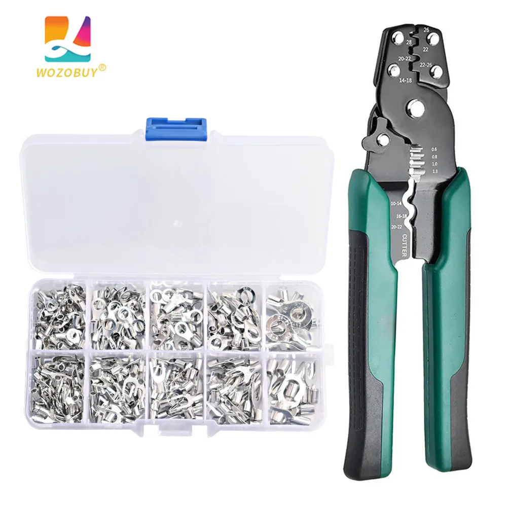 

Crimp Terminal+Pliers,Cold Pressed Terminal,U Shaped O Shaped ,Wire Connector 0.5-4mm Square Terminal, Electrician Hand Tools