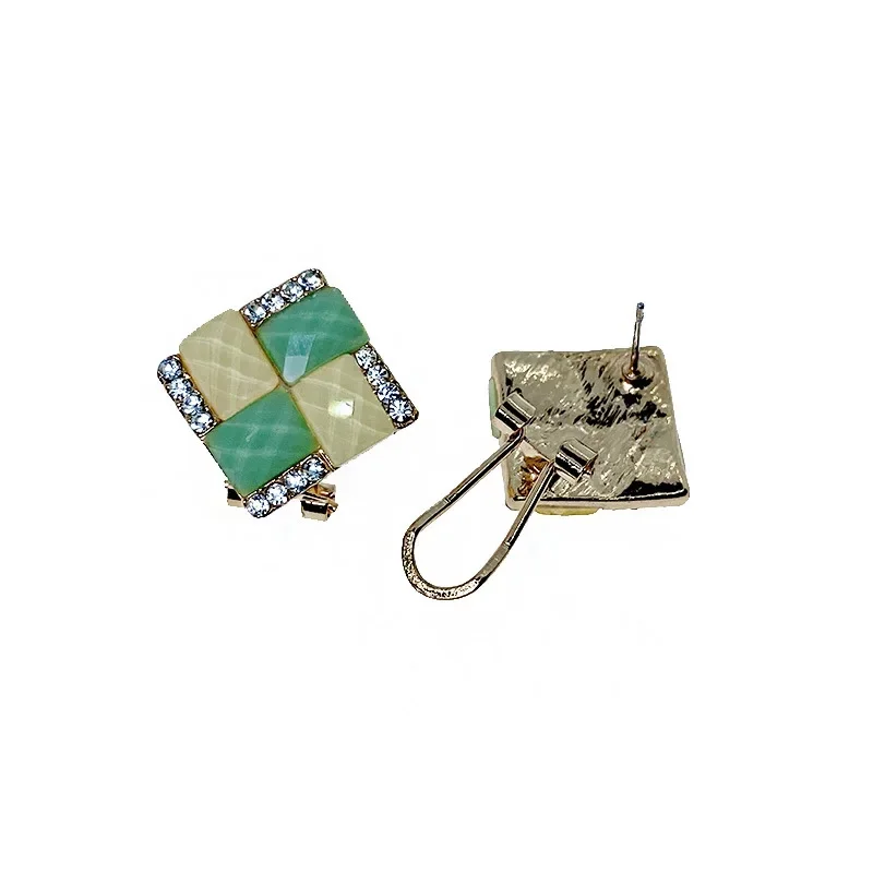 Модные корейские стильные серьги с геометрическими блоками для женщин маленькие