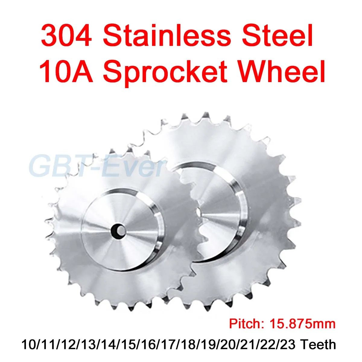 

1Pcs 10T-23T 10A Sprocket Wheel for Roller Chain 10/11/12/13/14/15/16/17/18/19/20/21/22/23 Tooth 304 Stainless Steel Gear