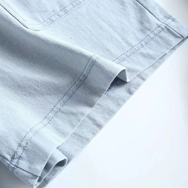 Elmsk England Style Fashion Simple High Waist Denim Shorts Collect Waist Pure Cotton Multicolor Harem Short Women Bermuda