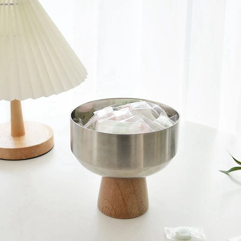 2 шт. поднос из нержавеющей стали на деревянной основе |