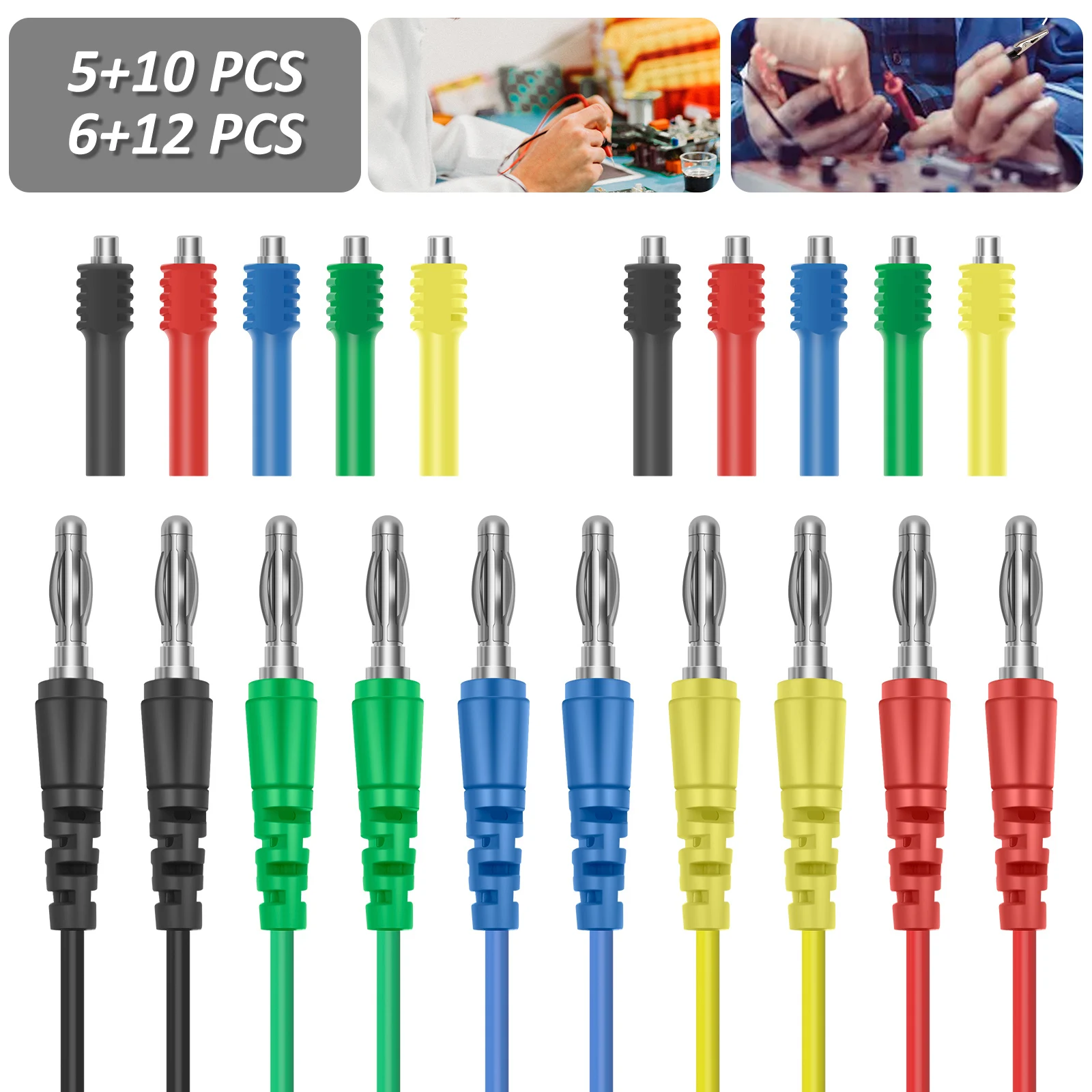 

15/18Pcs Magnetic Test Leads Kit 30V 5A Soft Flexible Insulated Jumper Test Wires with Magnetic Connectors Electrical Testing
