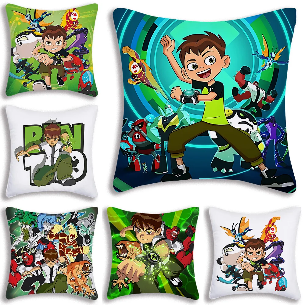 Pillow Covers Cartoon B-Ben 10 Cool Sofa Decorative Home Double-sided Printing Short Plush Cute Cushion Cover