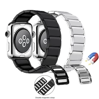 2022 new apple watch band 7 6 5 4 3 2 1 se stainless steel magnetic wristband for apple watch 444045414238mm metal band