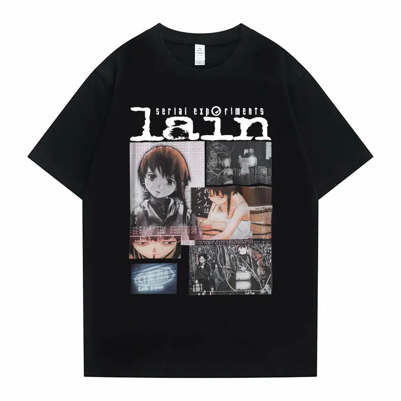 

Anime Serial Experiments Lain T Shirt Summer Men Women Cotton Oversized T-shirts Glitch Iwakura Weeb Girl Sci Fi Graphic Tshirt