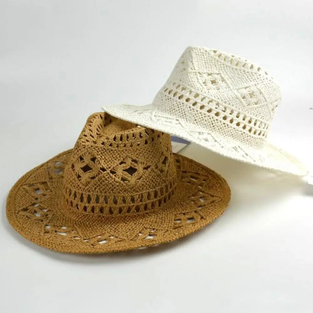 

Pure Casual Shapeable Outdoor Sunscreen Straw Hat Round Sun Hat Cozy for Beach