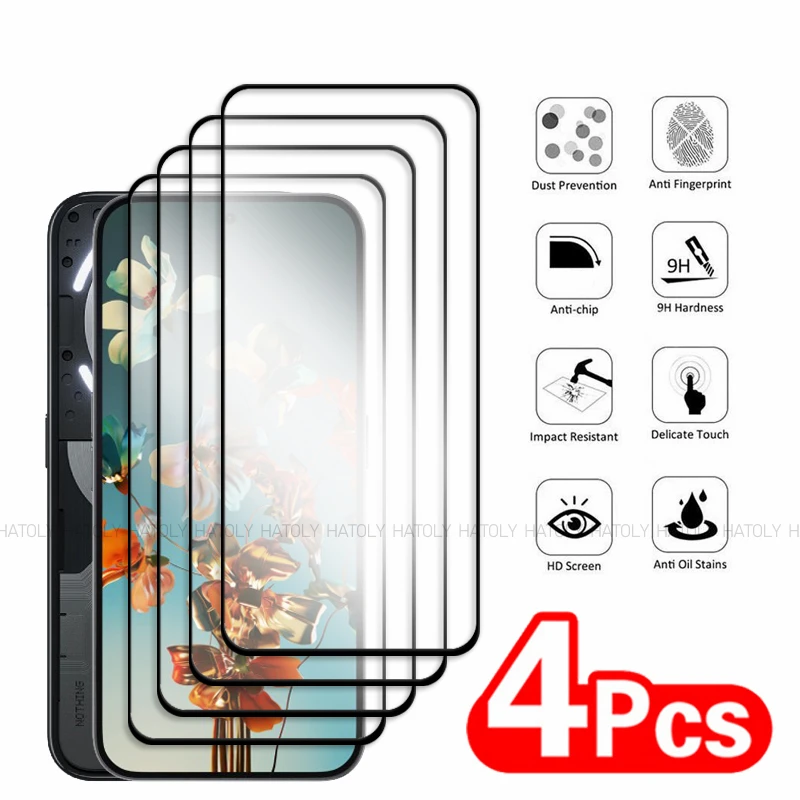 Закаленное стекло для телефона 2/4 шт. полное клеевое Защитное NothingPhone 2a Plus