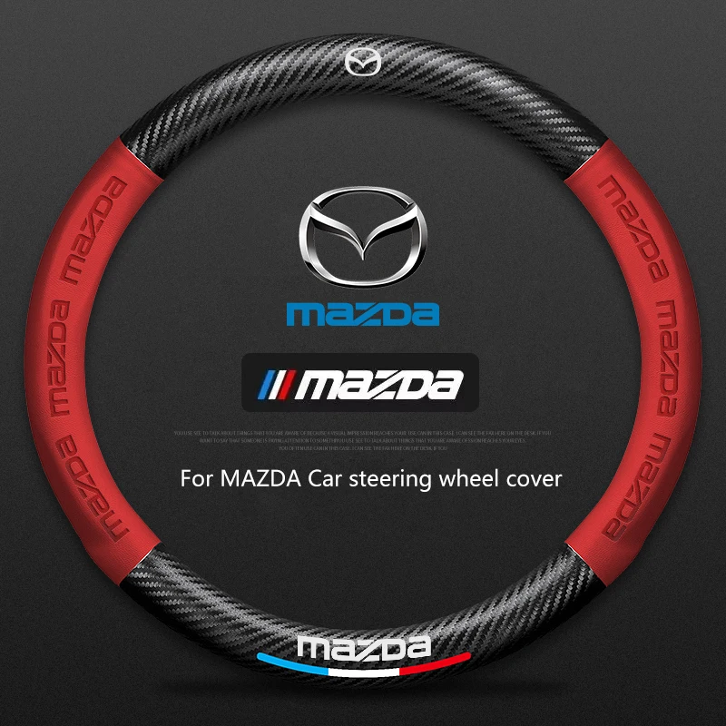 

Чехол на руль автомобиля из углеродного волокна 38 см для Mazda Axela Atenza 3 5 6 CX-60 CX30 CX-5 CX-8 CX-9 MX-5 RX8 RX7 BT50, аксессуары
