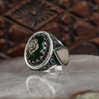new european and american punk new personality green zircon diamond mens retro ring ring punk style banquet party jewelry