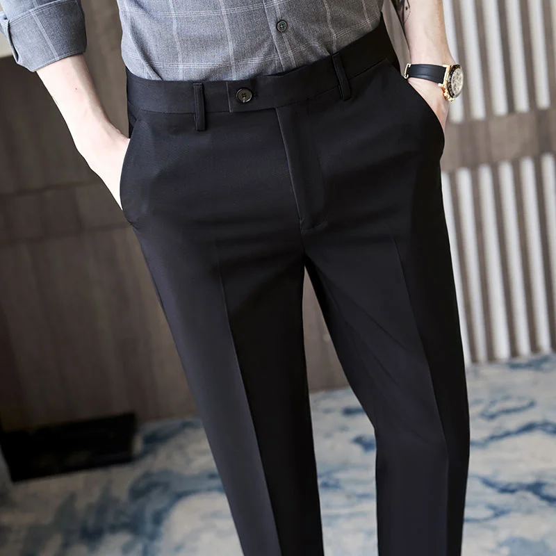 

Men's Slim Fit Trousers Solid Color Capris Business Casual Spring And Summer Streetwear Tidal Current Surprise Price 2022 New