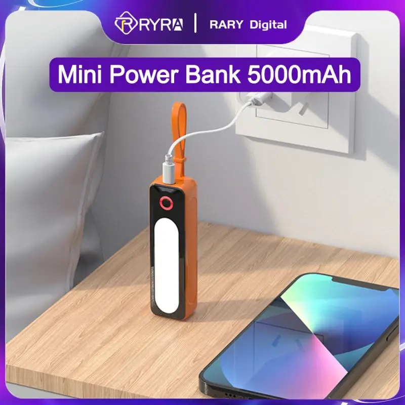 

RYRA Mini Power Bank 5000mAh Portable Charger Mobile Phone Spare External Battery Backup Wireless PoverBank For IPhone Samsung