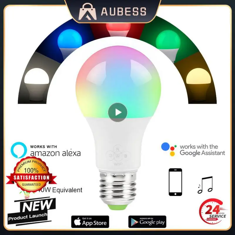 

1~8PCS 4.5W Wifi Smart Bulbs E27 LED Smart Light Bulb Neon Changing Lamp Siri Voice Control Alexa Google Assistant Equivalent