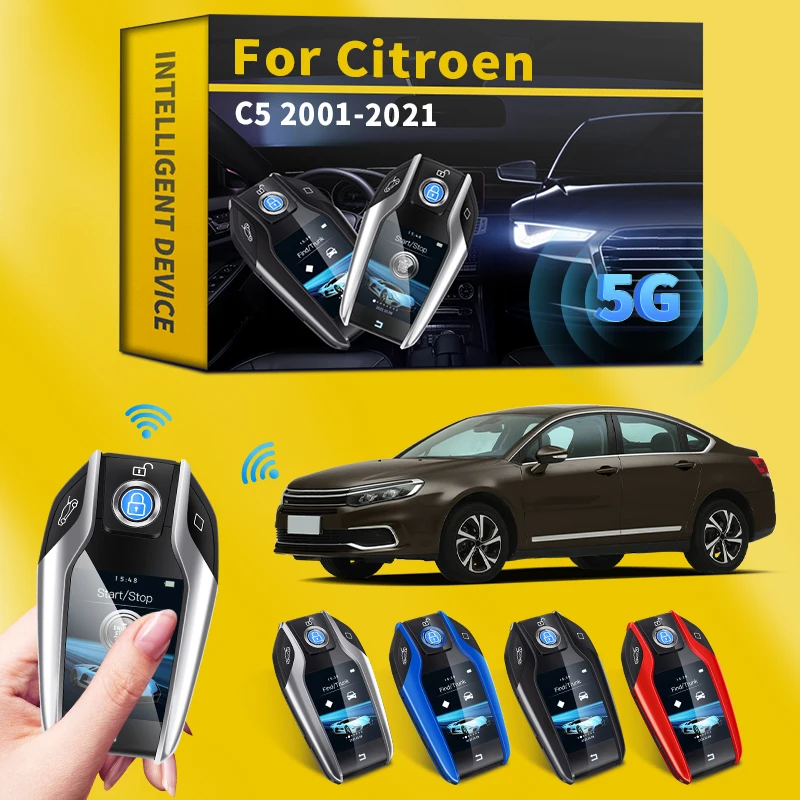 

For Citroen C5 2001-2021 Car One-button start Smart key Modified keys Car Smart Remote Control Key LCD Display Auto Accessories