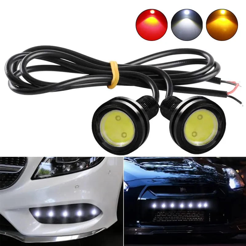 

2 PCS Car Eagle Eye LED Bulb DRL Daytime Running Light 12V 18mm/23mm 7000K White Auto Styling Backup Marker Fog Headlight Lamps