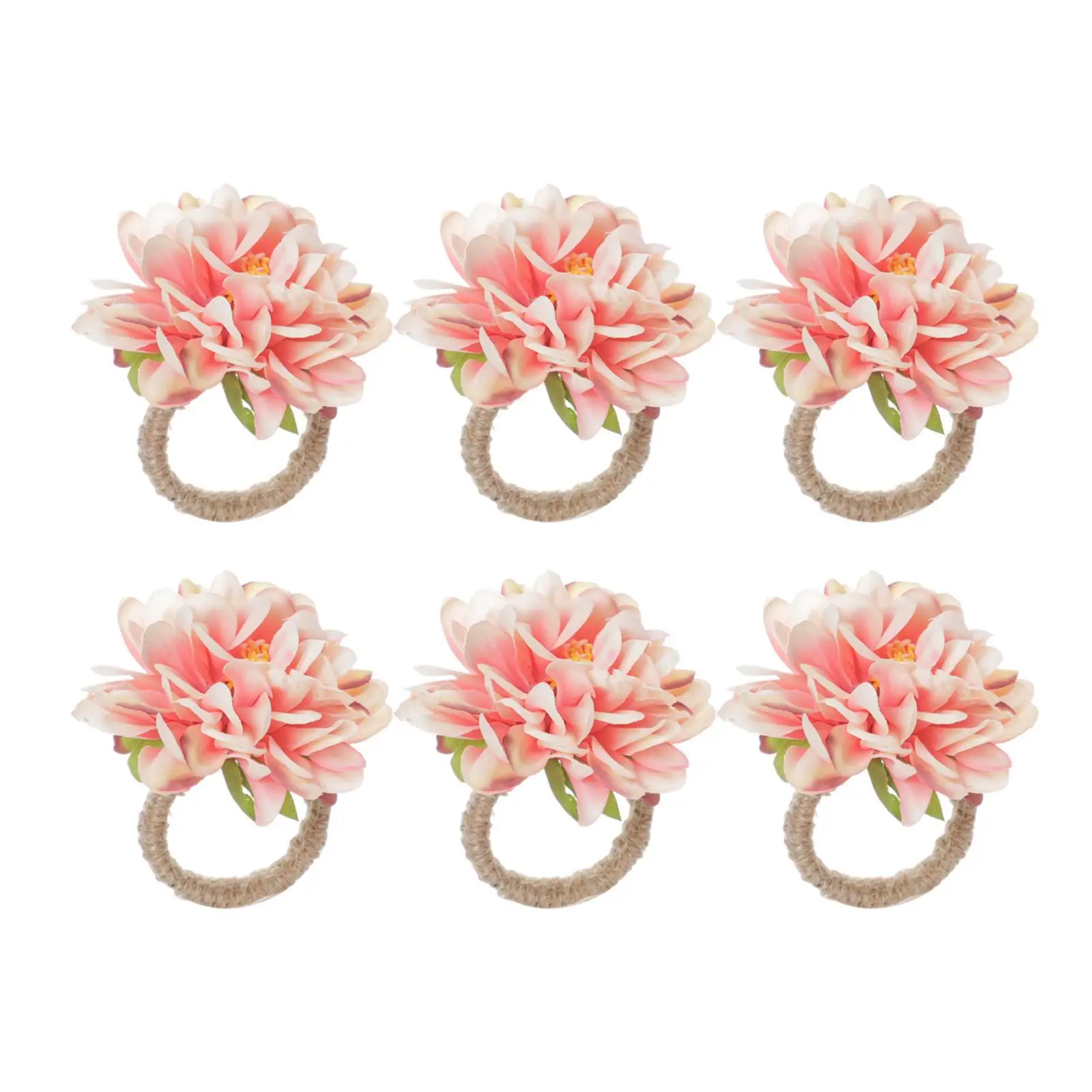 

6x Flower Shaped Towel Buckle Napkin Rings for Thanksgiving Christmas Decor Champagne