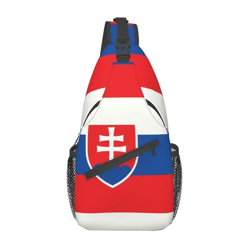 

Flag Of Slovakia Sling Crossbody Backpack Men Custom Slovak Republic Chest Shoulder Bag for Traveling Daypack