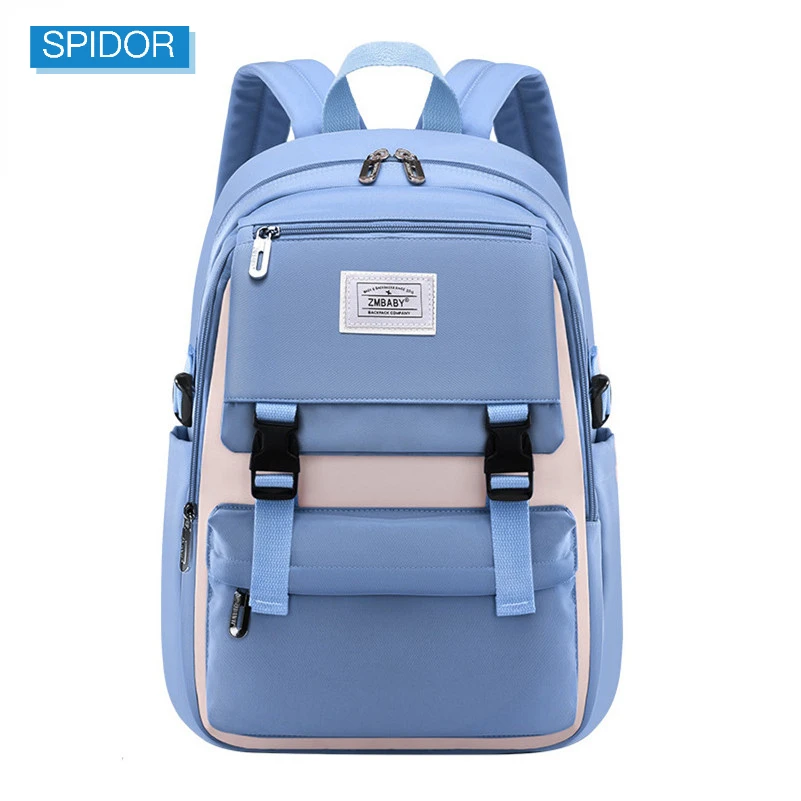 SPIDOR  high school bags for girls student many pockets waterproof school backpack teenage girl high quality campus backpack