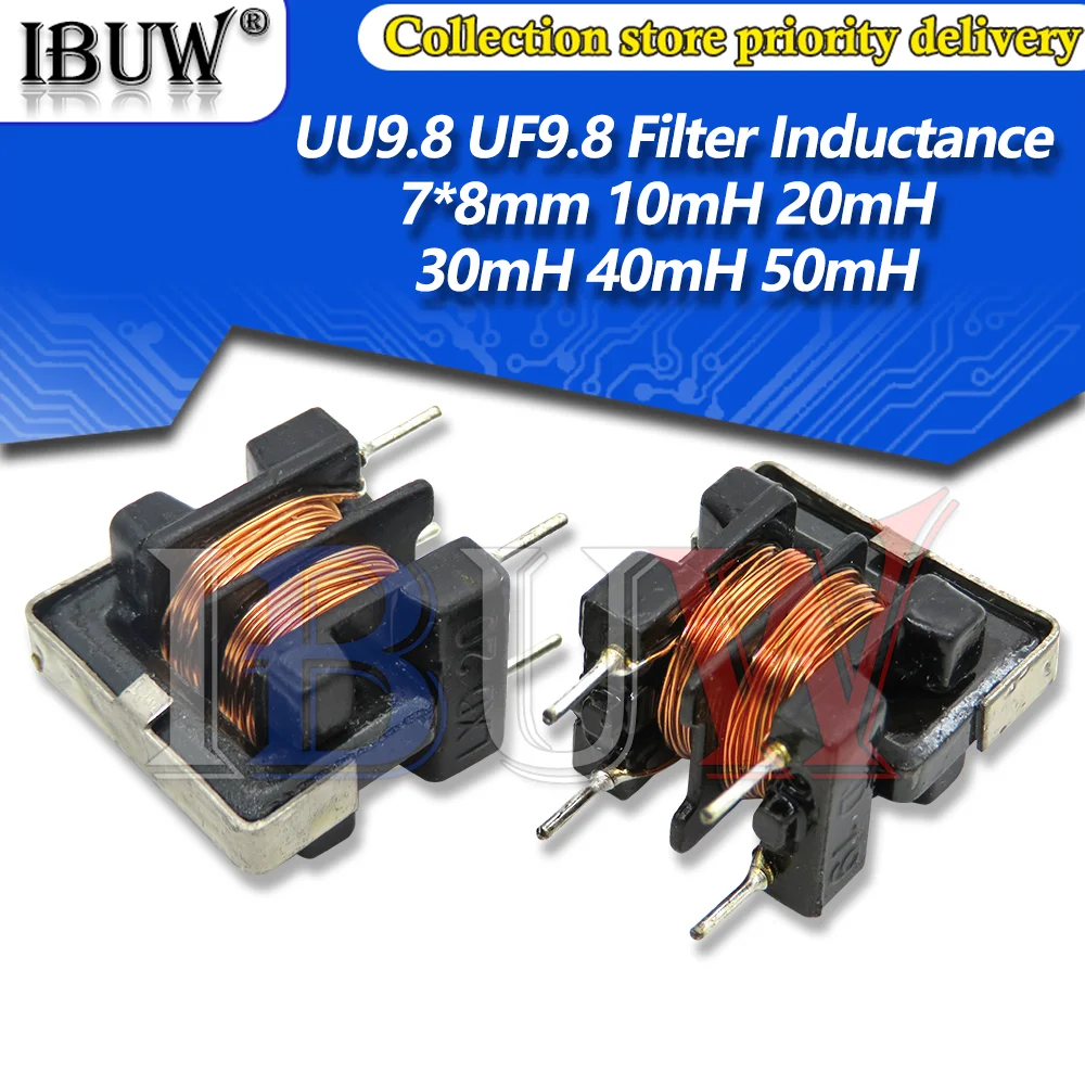 

5PCS UU9.8 UF9.8 Common Mode Choke Inductor 10mH 20mH 30mH 40mH 50mH For Filter Inductance Pitch 7*8mm Copper wire