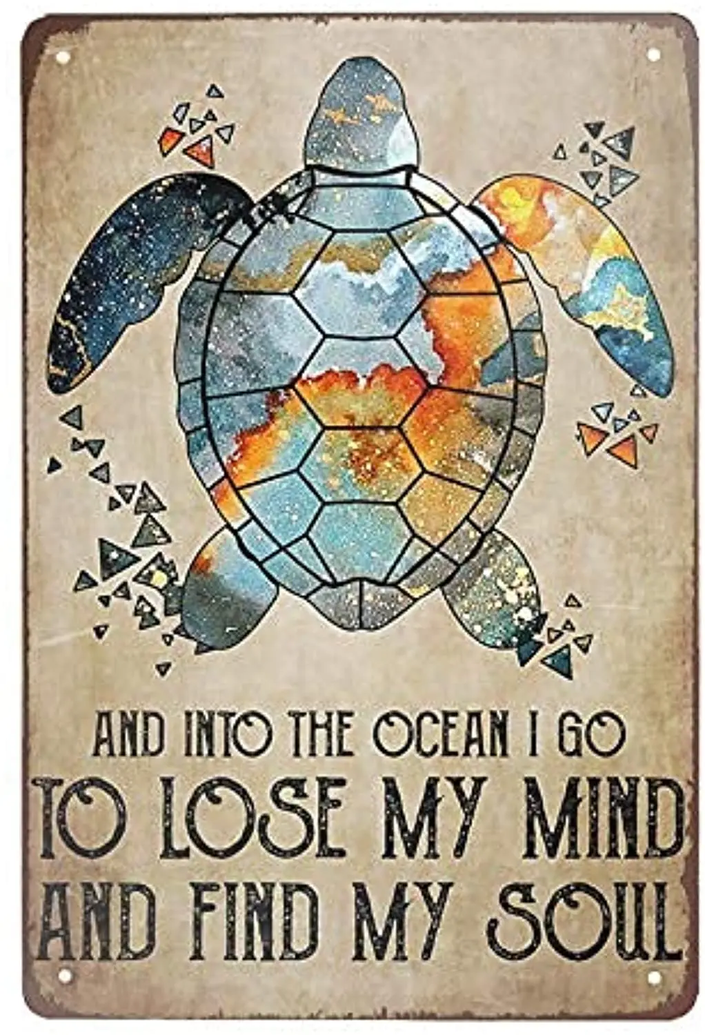 

Beautiful sea Turtle and into The Ocean sea Turtle,Retro Vintage Bar Metal Tin Sign Poster Ptyle Wall Art Pub Bar Decor