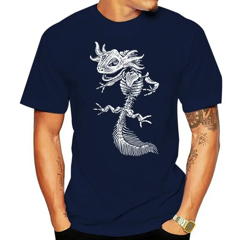 

Custom Design T Shirts O Neck 100% Cotton Short Sleeve Mens Axolotl Skeleton Tee