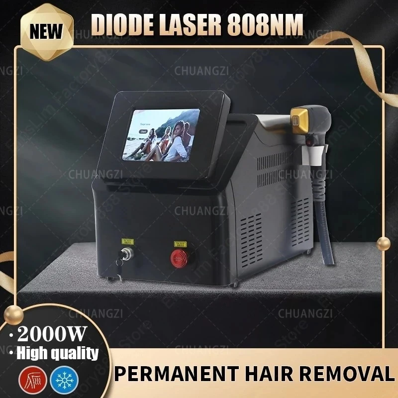 

2023 Portable 2000W 808nm diode laser 755 808 1064nm wavelength freezing point painless permanent hair removal