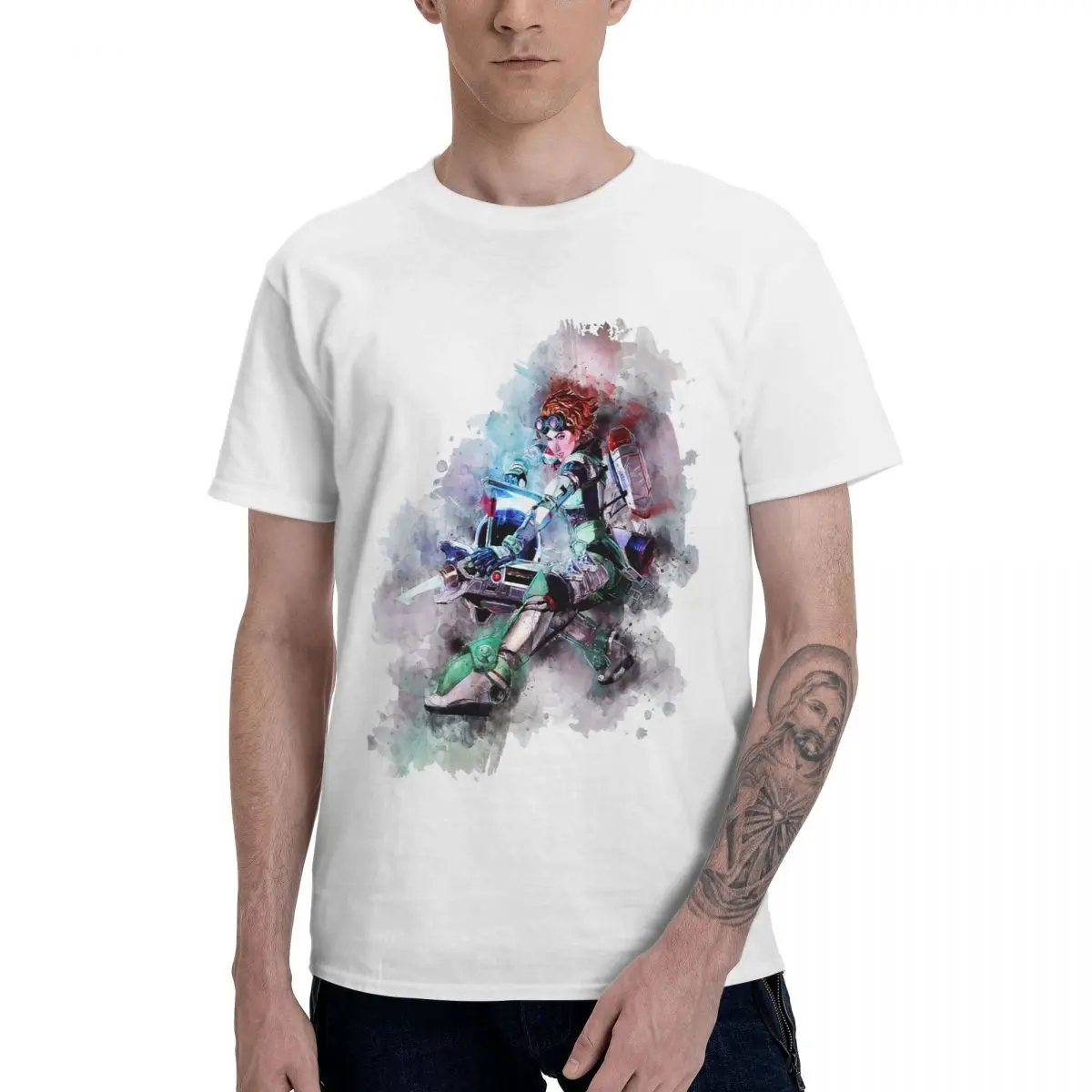 

Apex Legends Horizon Watercolor Men's T Shirts Vintage Tee Shirt Short Sleeve O Neck T-Shirt 100% Cotton Classic Clothes