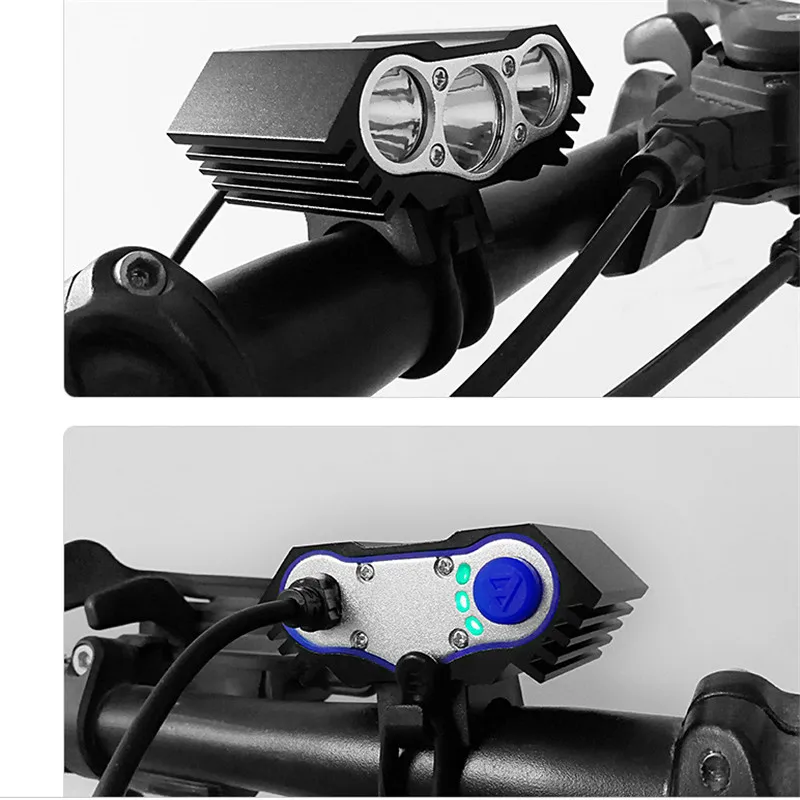 

Bike Light 3 x XML T6 LED 12000 Lm 3 Modes Bicycle Front Lamp Bike Light Headlight USB Rechargeable Cycling Torch Flashlight