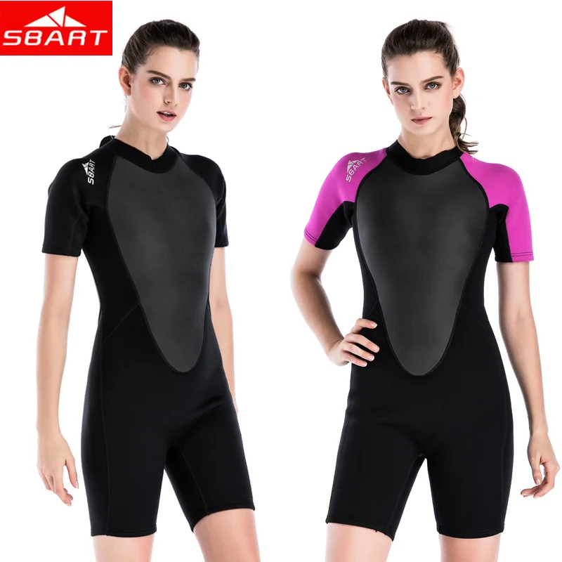 

Sbart 2mm Neoprene Wetsuits with Padding Women's Swimming Spearfishing Wetsuits One-piece Short Sleeve Surfing Diving Wetsuits