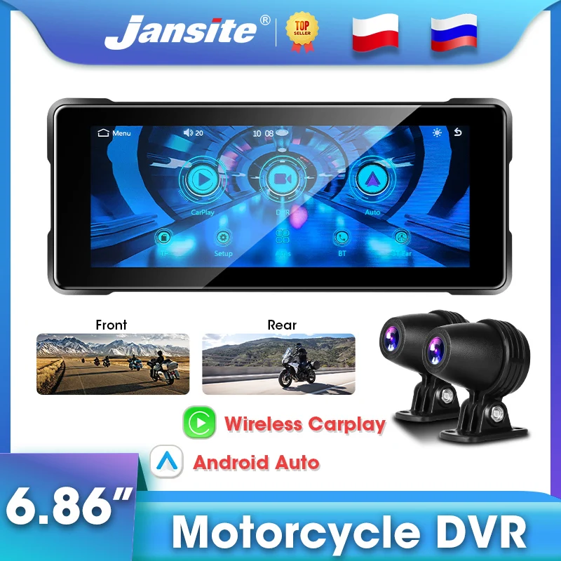 Видеорегистратор Jansite для мотоцикла, Автомобильный регистратор с IPS ...