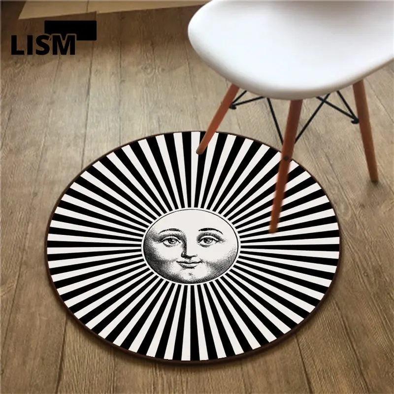 

Round Carpet for Living Room Starry Sun and Moon Rugs Bedroom Decoration Artistic Floor Mat Entrance Doormats Washable Anti-slip
