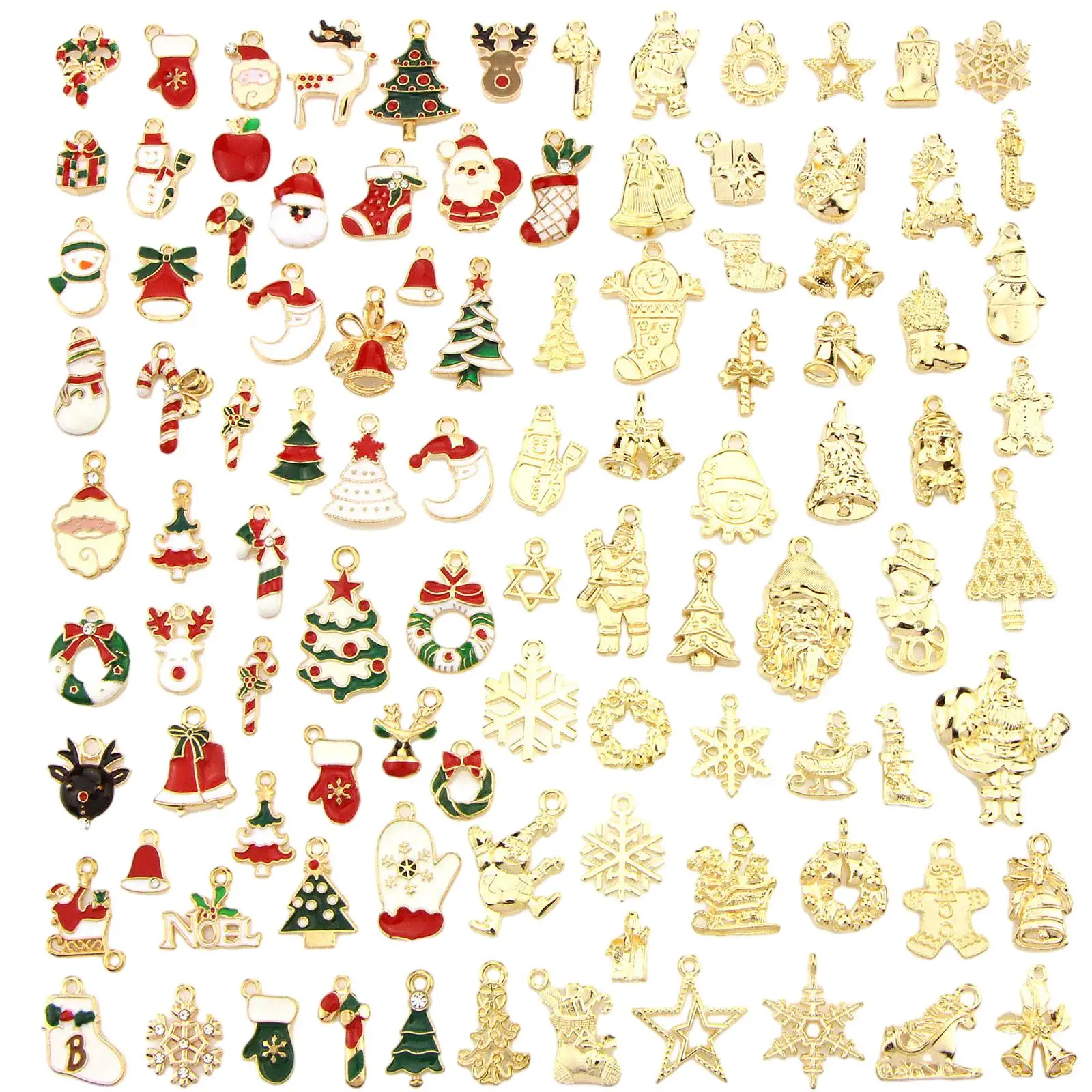 

100 шт. Рождественские Подвески, подвески, снеговик, Санта-Клаус, креативные эмалевые подвески, украшения из сплава для рождественской елки, для сережек, браслетов