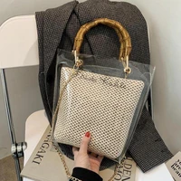 luxury designer transparent womens shoulder bags 2022 new fashion korean womens bags large capacity pvc bamboo handbags