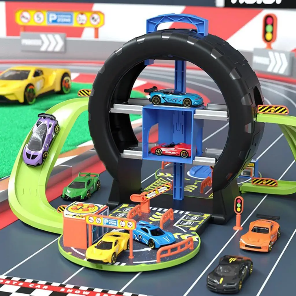 

Wheel shape Combination Adventure Track Car Toy Link Parking Building Toys Automobile Rail Adventure Car Children XMAS Toy Gift