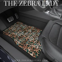 fashion turquoise fur leopard car floor mats