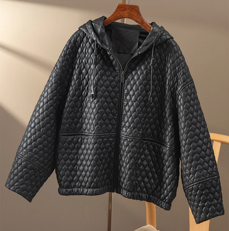 High Quality Genuine Leather Jacket Sheepskin Casaco Feminino Hooded Autumn/Winter  Real Leather Coat Women Warm 2022 New