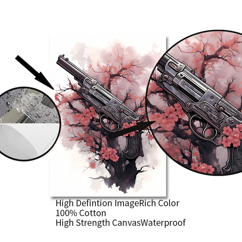 Японское поп-оружие эстетика красочное лезвие Сакура холст живопись Настенная
