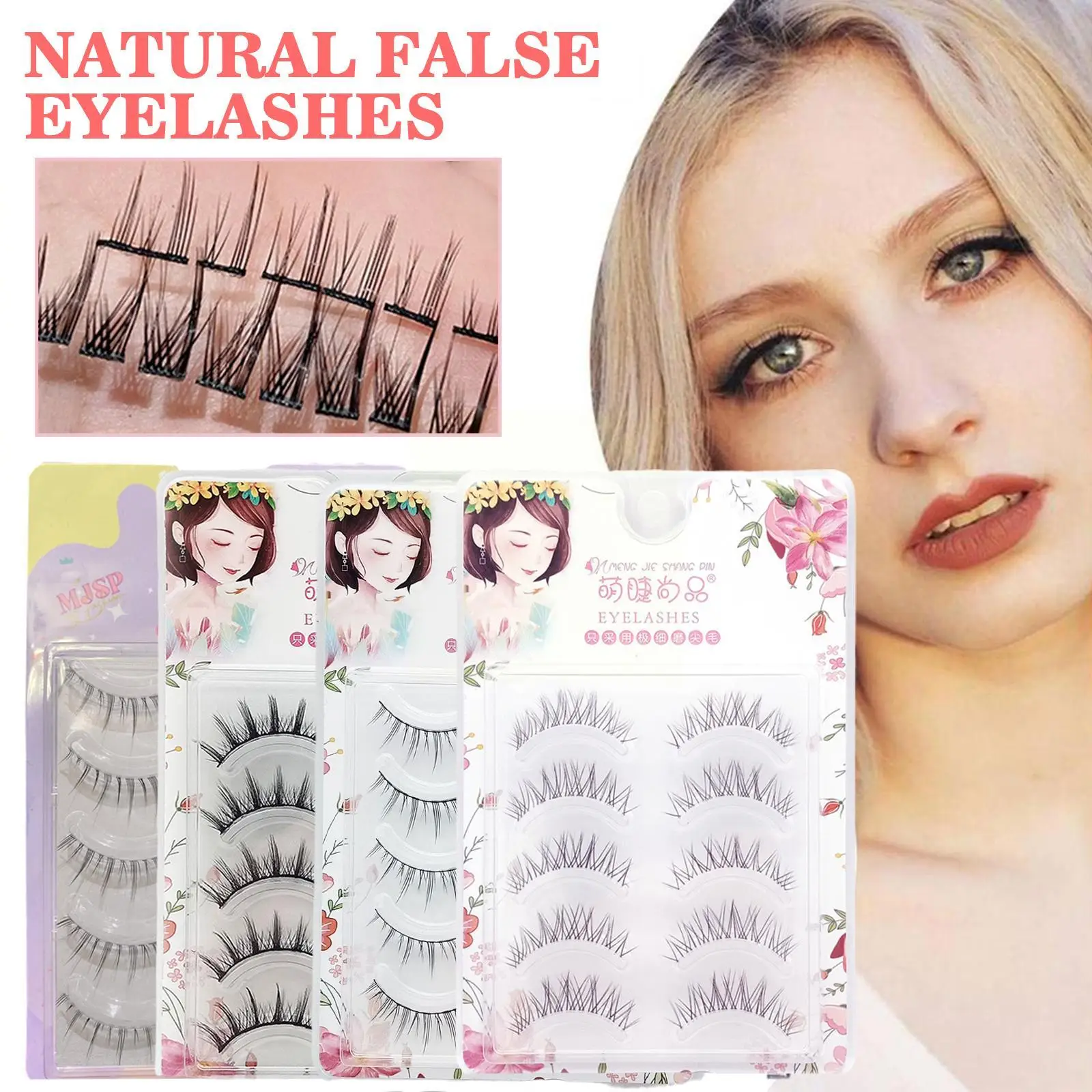 

New Handmade 5 Pairs Eyelashes Lengthen Natural False Makeup 3D Thick Lashes Cos Eyelashes Big Eyelashes Eye Women Curling W6Y8