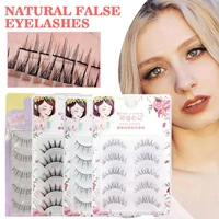 new handmade 5 pairs eyelashes lengthen natural false makeup 3d thick lashes cos eyelashes big eyelashes eye women curling w6y8