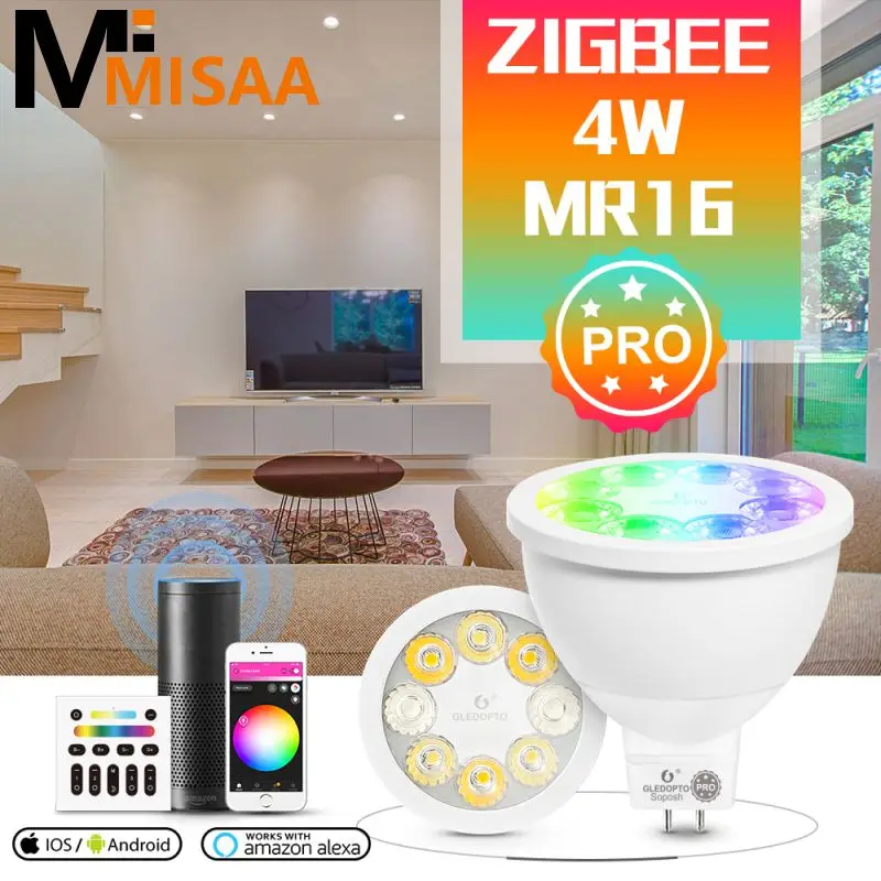 

Smart Zigbee 3.0 Spotlight Universal App Control Time Setting Remote Control Dimming Control Work With Alexa Echo Plus Durable