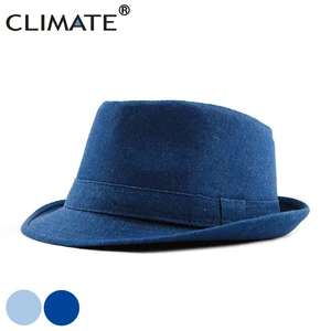CLIMATE Men Denim Fedora Jazz Hat Jeans Wear Hats for Man Men Solid Warm Fedoras Cap Cool Denim Jean in USA (United States)