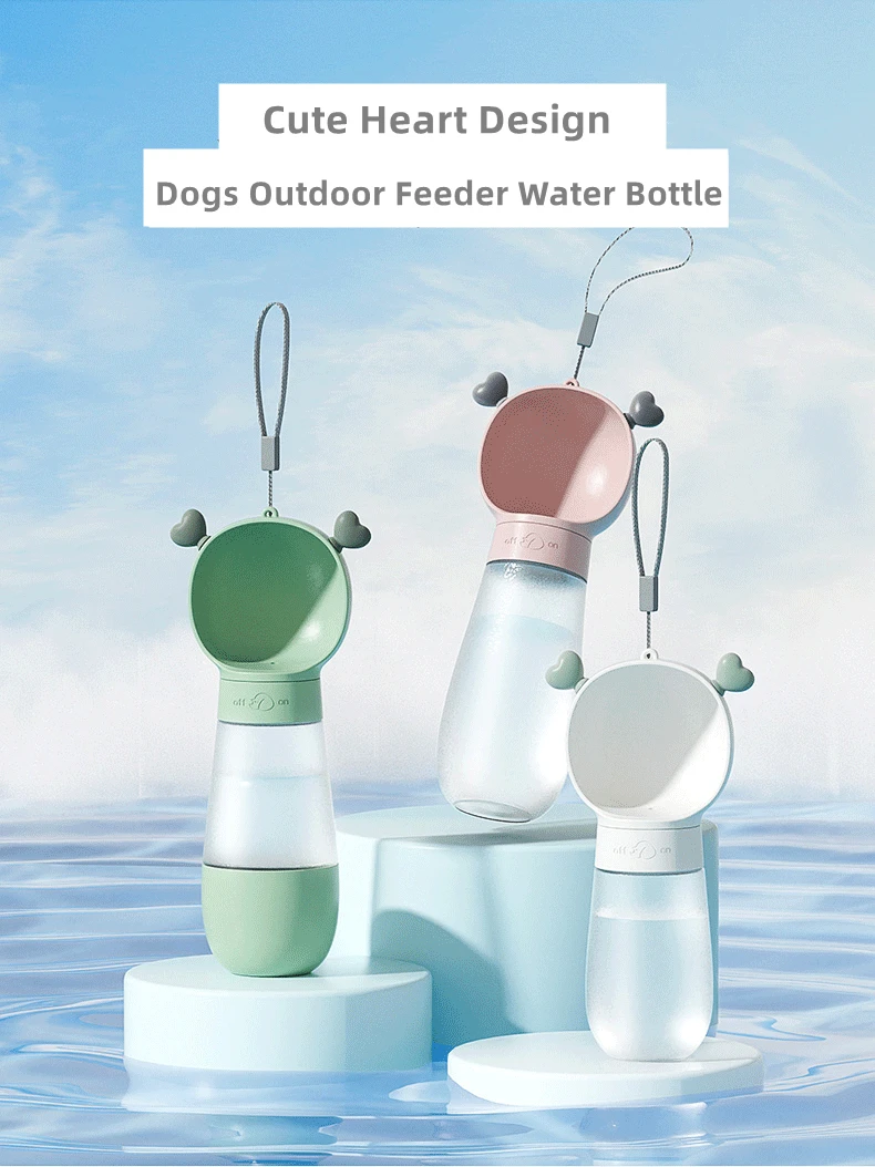 

Dog Portable Cute Heart Shape Water Bottle Pet Portable Travel Drink+Eat Pot Cats Drink Bowl Outdoor Outside Pet Feeder Supplies
