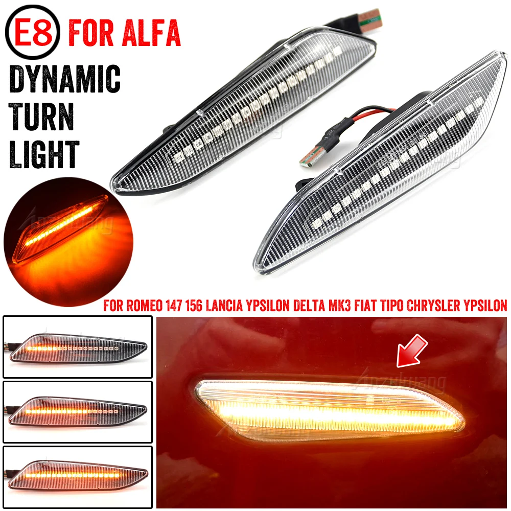 

2pcs For Fiat Tipo Egea Alfa Romeo 156 147 Chrysler Ypsilon III Lancia Delta Dynamic LED Side Marker Blinker Turn Signal Light
