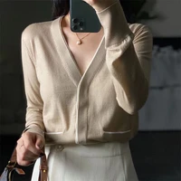 european station thin knitted cardigan ladies outer wear summer sunscreen air conditioning shirt worsted wool sweater jacket