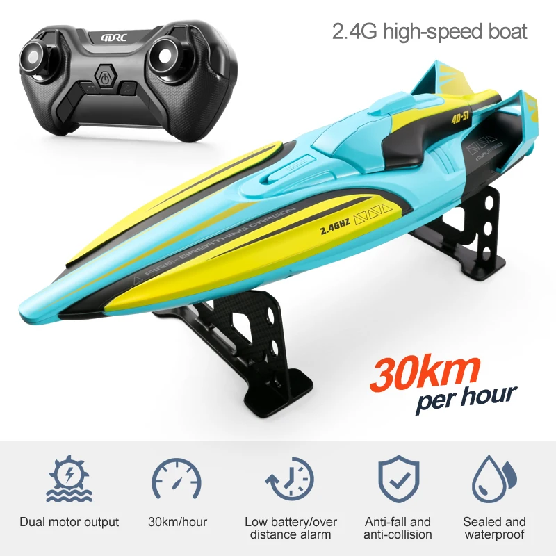 Barco S1 RC Boat Wireless Electric Long Endurance High-Speed Racing Boat 2.4G Speedboat Water Model Children Toy