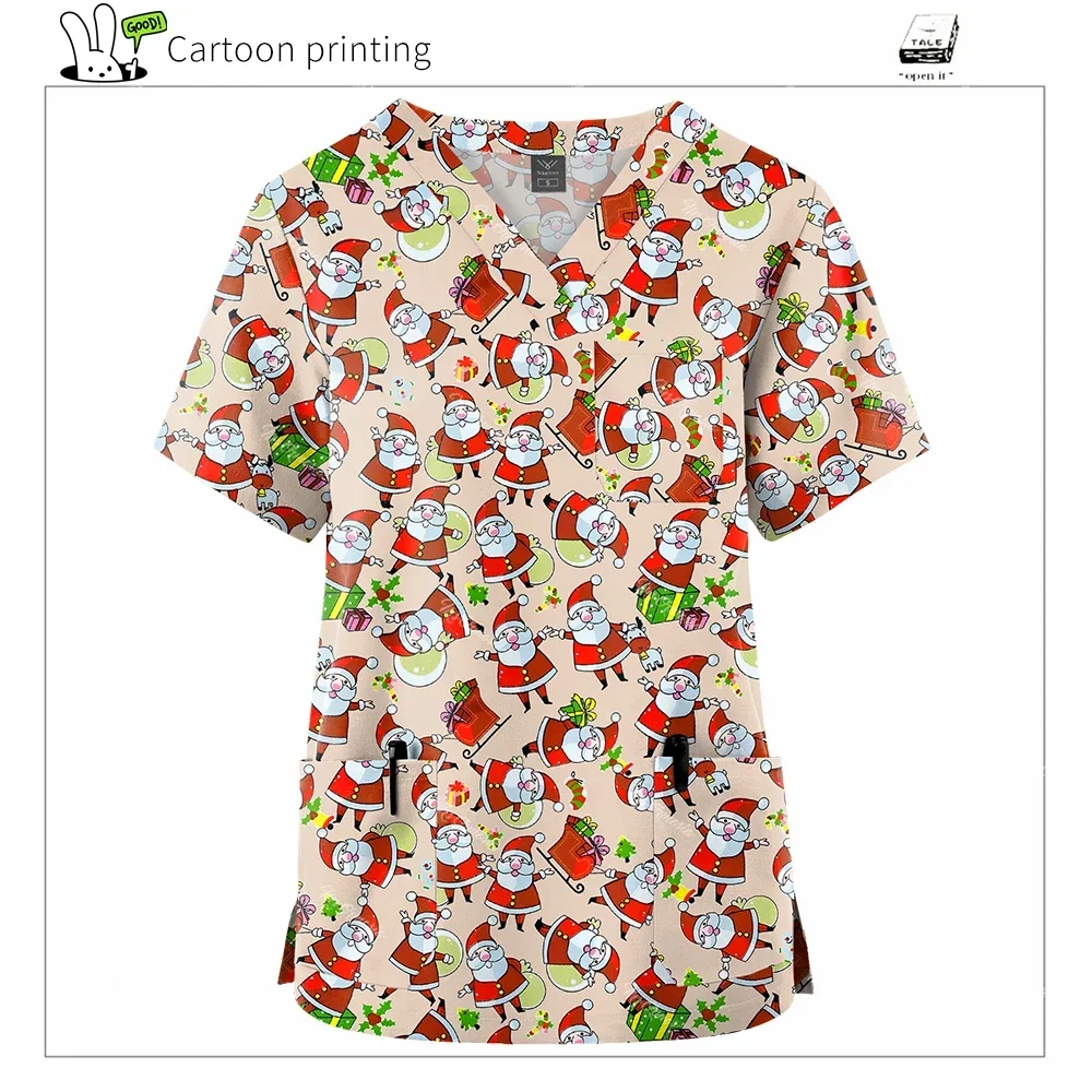 Медицинские скрабы футболка больничная униформа для кормления с мультяшным