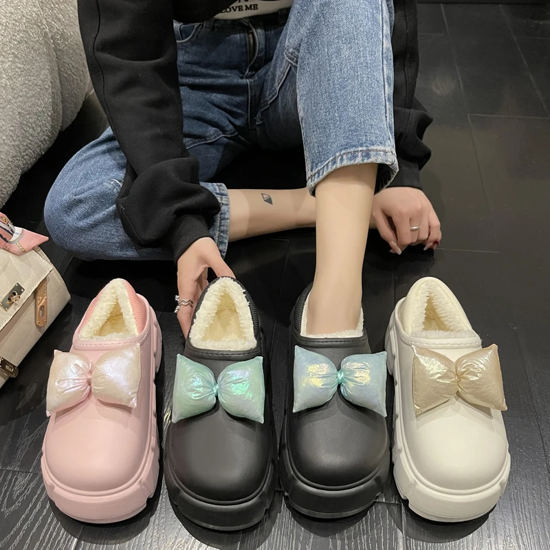 

Тапки женские резиновые на плоской подошве, с бантом-бабочкой